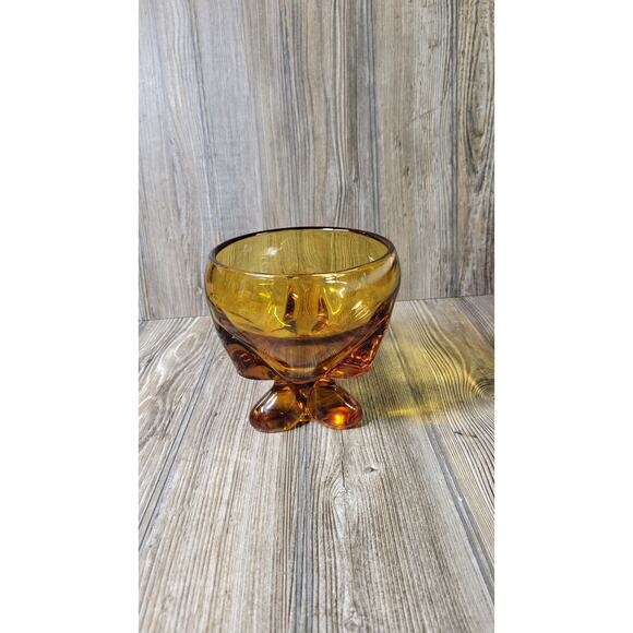 Vintage Epic Amber Three Foils Candy Dish Viking Art Glass - Picture 1 of 6